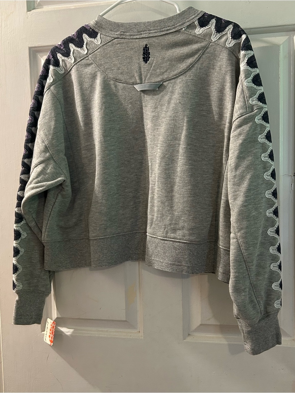 Free People Gray Sweatshirt with Purple Trim - Picture 3 of 3